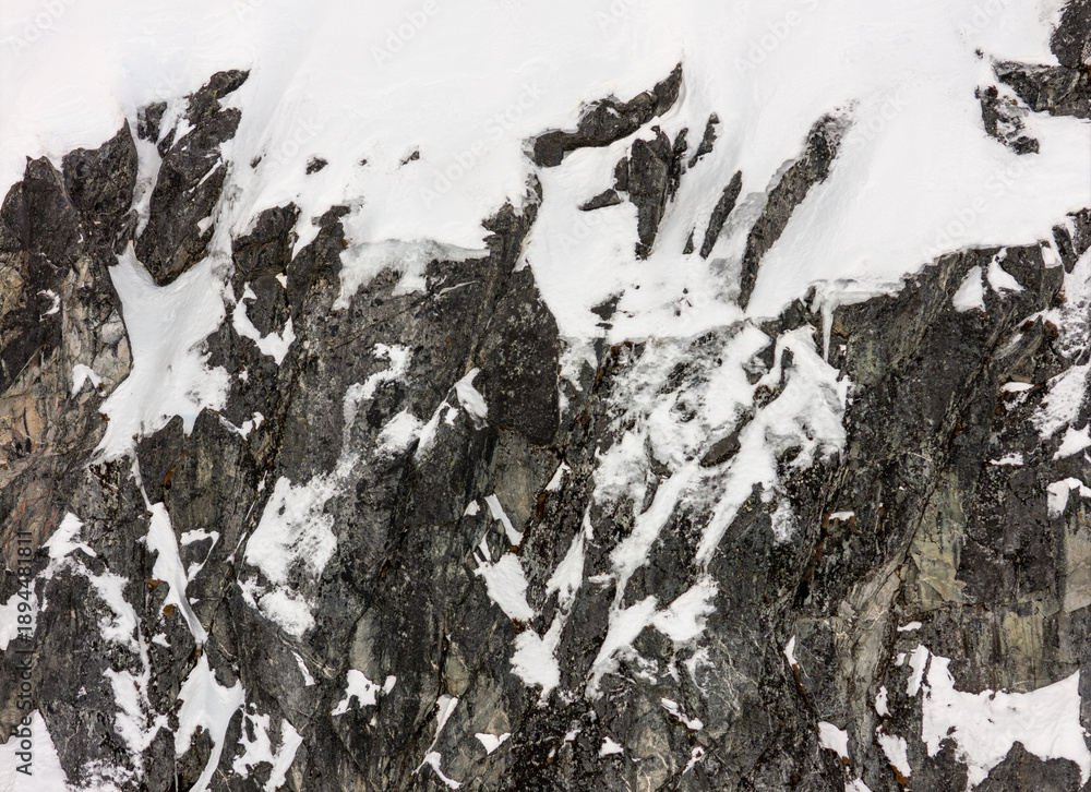 custom made wallpaper toronto digitalRugged Snow-Capped Mountain Peaks and Dark Rocky Cliffs Rising Above Snow