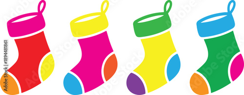 Christmas Stocking Silhouette Icons  Classic Holiday Socks & Festive Decor