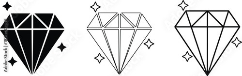 Diamond Icon With Sparkles Modern Geometric Gem Illustration for Logo and Decor.