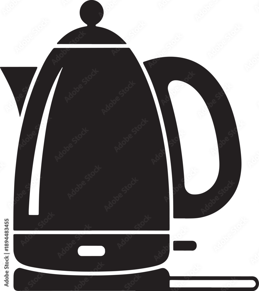 Obraz premium Black electric kettle with handle and base on white background kitchen appliance
