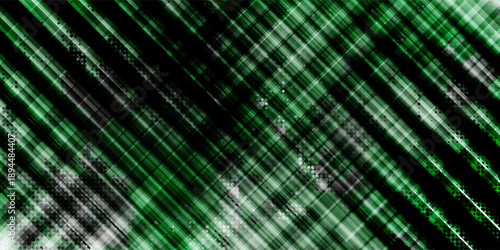Abstract green digital technology background with vertical data streams, halftone dots, and glowing light effects for data, cybersecurity, AI, finance, and modern tech concepts.