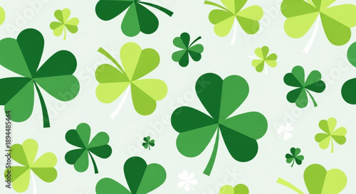 Vibrant green shamrocks and clover leaves on white background st patrick's day symbol luck concept
