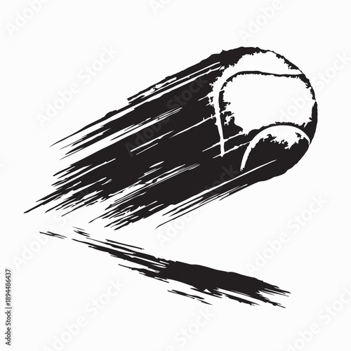 Tennis Ball Fast Motion Moving Effect Silhouette Vector Isolated on White Background