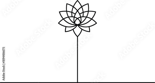 Minimalist lotus flower continuous line drawing elegant floral symbol for yoga wellness spa beauty meditation logo outline vector,