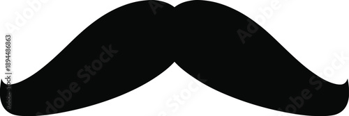 Mustache silhouette icon, handlebar style, black graphic, vintage fashion symbol, men's grooming, vector design, Movember emblem, facial hair, masculine icon, retro shapeMustache silhouette icon, 