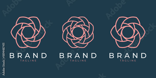 Minimalist abstract logo with floral motif and elegant line