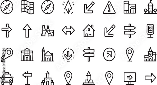 31 Public Navigation and City Guide Linear Icons