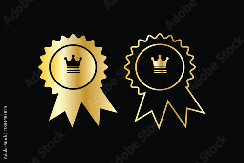 Collection of badges with crowns. Winner flat labels. eps 10