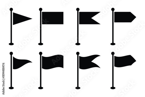 Different flag icons set.  Waving flag glyph icon. Flag icon collection. Vector illustration. eps 10