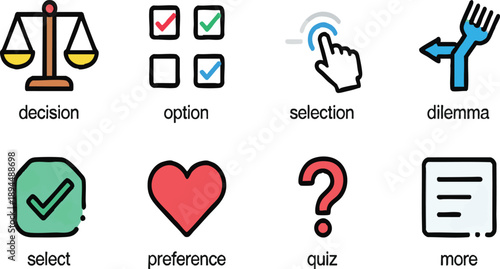 Choice & Decision Icon Set Options, Selection, Dilemma