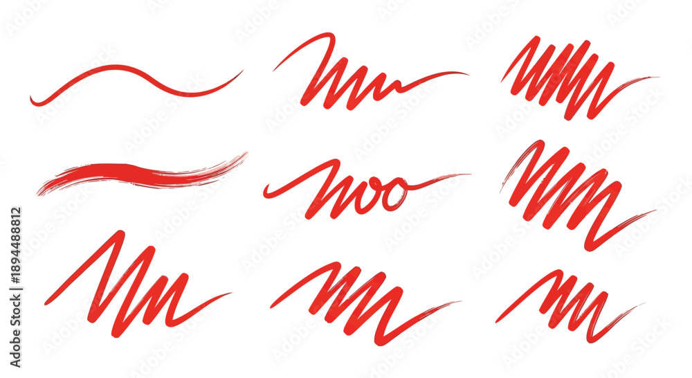 Obraz premium Vibrant red brush strokes on white background for creative design