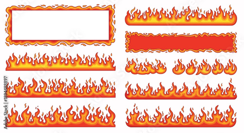 Vibrant flame borders and banners for dynamic design projects