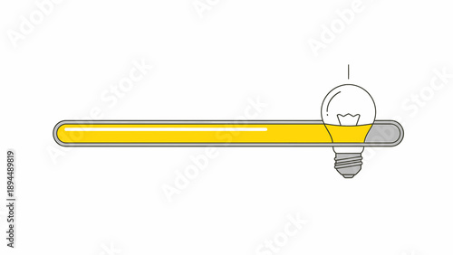 Lightbulb Progress Bar Filled with Yellow Liquid Indicating an Idea or Energy Building Up
