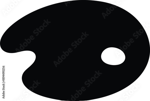 Silhouette of artist’s palette with thumb hole for painting, visual arts, and creative design themes