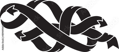 Black Arrows and Ribbons in a Knot Design Pattern