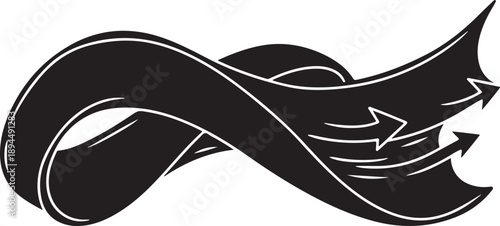 Black and White Abstract Arrow Infinity Symbol Design Element