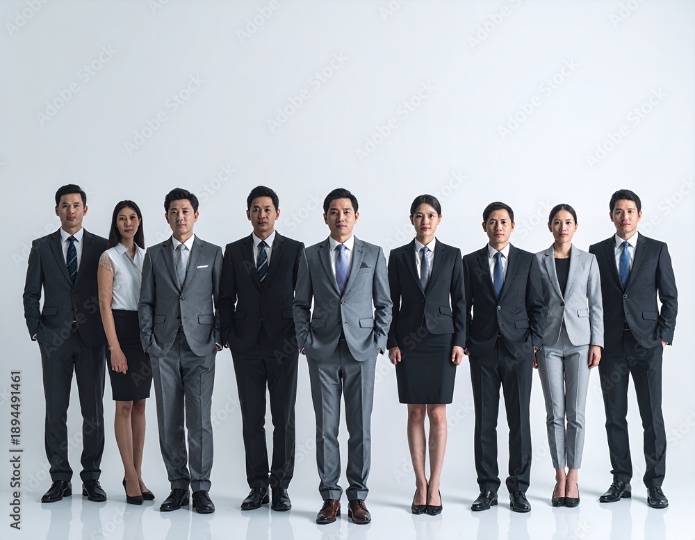 Fototapeta premium Diverse group of business professionals standing together in a line.