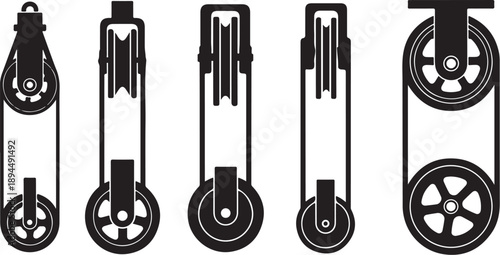 Set of five different electric scooter designs and styles