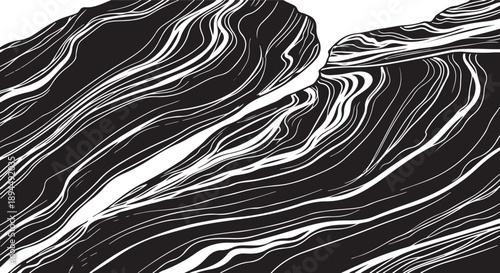 Black and white abstract wavy lines on a background