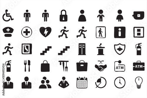 Public Facility UI Icons for Accessibility and Visitor Services