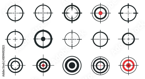 Various target and scope icons for design and technology use