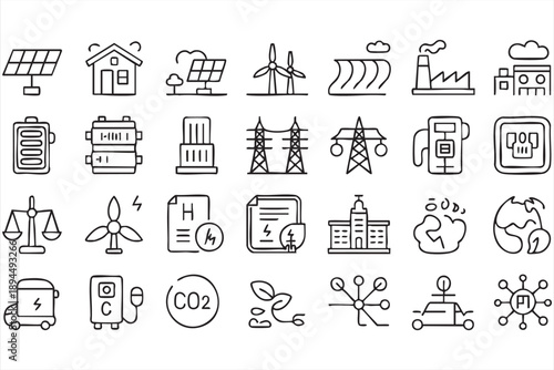 Sustainability Dashboard Icons for Electric Vehicles and Analytics