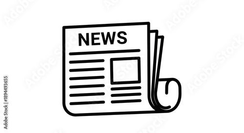 Newspaper News Icon – Media Press Information Symbol Minimal Design