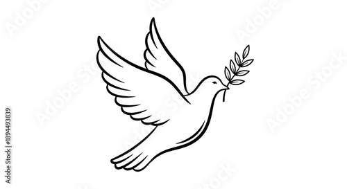 "Dove with Olive Branch Icon for Peace, Freedom, and Spiritual Symbolism"