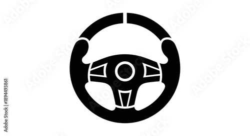Steering Wheel Hands Icon – Driving Control Automotive Safety Symbol Minimal Design
