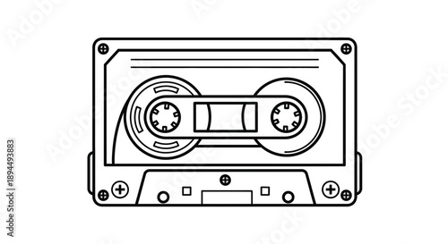 "Retro Cassette Tape Icon for Vintage Music, Audio Media, and Analog Design"