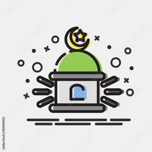 Icon call to prayer. Ramadan kareem elements. Icon in MBE style.