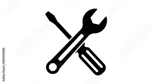 "Wrench and Screwdriver Icon for Tools, Repair, Maintenance, and Settings Design"