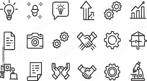 Minimalist Business Innovation and Creativity Line Icon Set