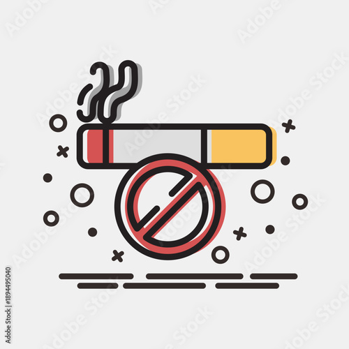 Icon no smoking. Ramadan kareem elements. Icon in MBE style.
