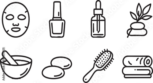 Professional Beauty Spa and Skincare Therapy Line Icons