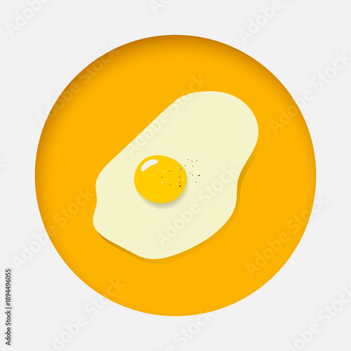 Fried eggs illustration flat paper cut style vector