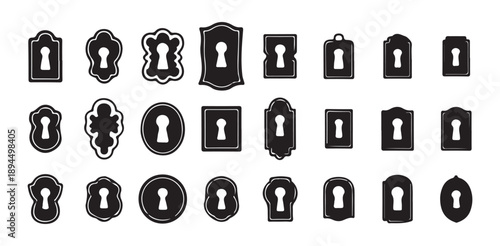 Keyhole plate silhouettes set with various shapes for furniture restoration and architectural decor