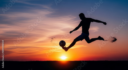Wallpaper Mural silhouette football player kicking ball Torontodigital.ca