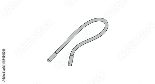Jogger drawcord isolated on a white background, showcasing a flexible gray cord with metal tips in a minimalist design