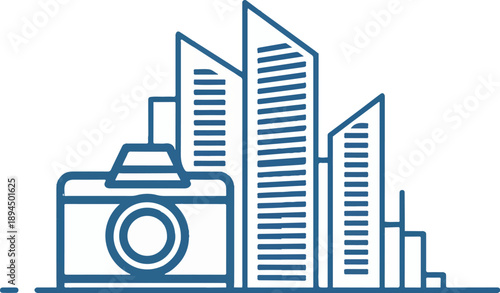 Cityscape and Camera: An illustration of a camera capturing a city, highlighting the art of photography in urban environments. 