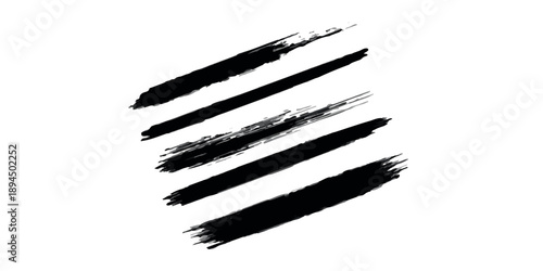 Hand drawn vector illustration set of a black art pencil and paint brush tool for drawing and beauty makeup design equipment isolated on white