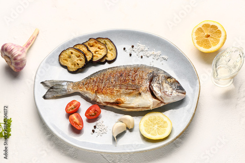 Plate with tasty grilled do...