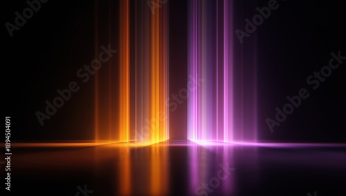 Wallpaper Mural 3d render of colorful vertical light beams on a black background, with purple and orange colors, in a simple, minimalist Generative AI Torontodigital.ca