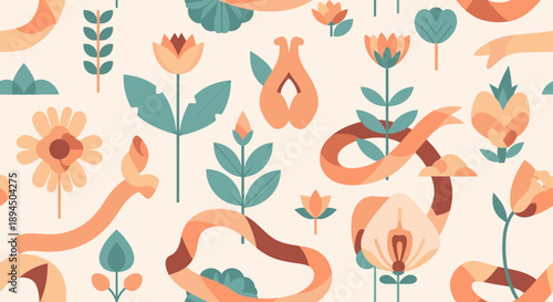 A serene and modern floral illustration evokes calmness, perfect for branding or social media backgrounds.