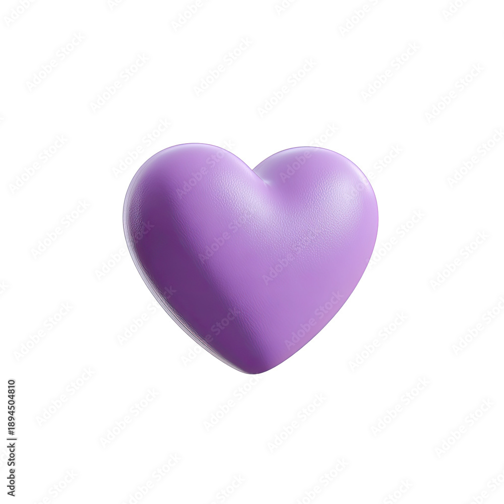 Fototapeta premium A vibrant, glossy 3D purple heart rendered against a stark black background