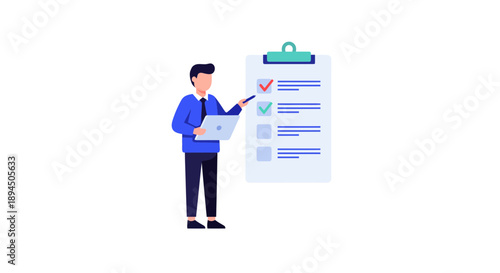 Businessman presenting checklist on clipboard planning and management concept.