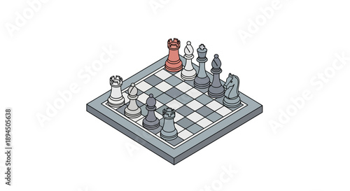 Chessboard with chess pieces arranged for a strategic game ready to play.