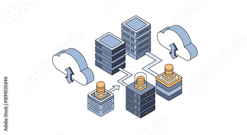 Cloud computing and data storage infrastructure for modern business.