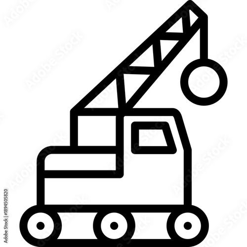 wrecking ball crane icon illustration design with outline