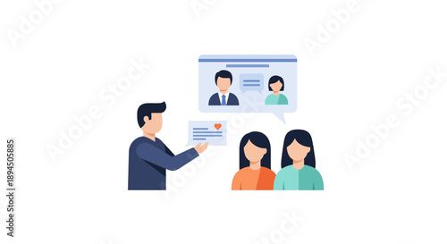 Man presenting identification to two women showcasing identity verification process.